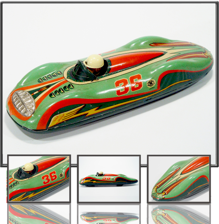 Antique tin Super sonic racer Patent 6532 made by Modern Toys, Japan, 1950s