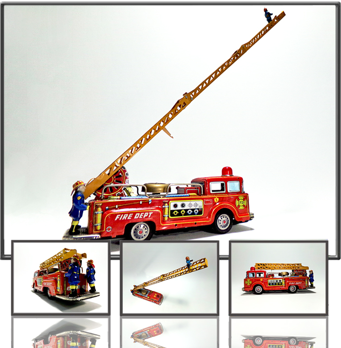 Large fire ladder truck made by K (bladlogo)Kokyu, Japan,1960s