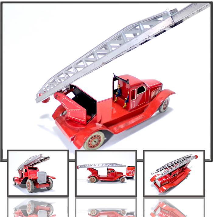 Ladder fire truck made by Distler, Germany, 1940s
