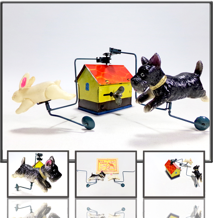 Dog Chase made by Modern Toys (TM), Occupied Japan, 1950s
