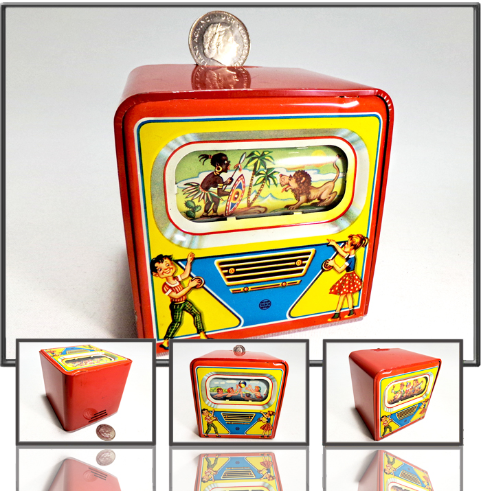 TV coin bank made by JG.Schopper, West Germany, 1950s